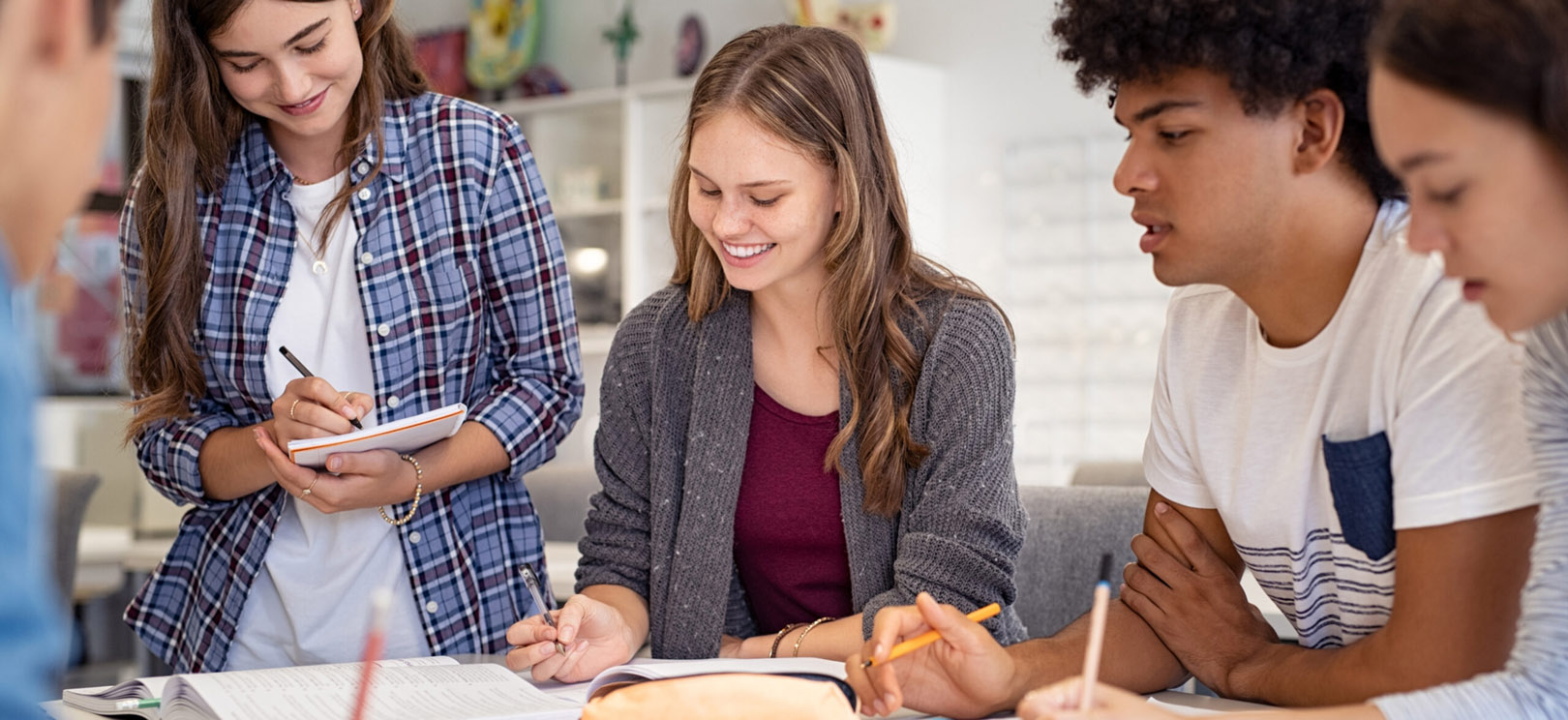 Group of students studying together